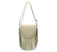 Kitise Fuax Suede Fringe Tassel Studded Crossbody Shoulder Bag In Green Green