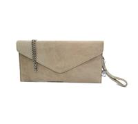 Kitise Genuine Italian Suede Envelope Style Cluth Bag Purse Flat Messenger Handbag In Beige Beige