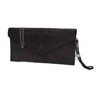 Kitise Genuine Italian Suede Envelope Style Cluth Bag Purse Flat Messenger Handbag In Black Black