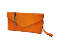 Kitise Genuine Italian Suede Envelope Style Cluth Bag Purse Flat Messenger Handbag In Orange Orange