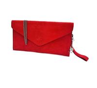 Kitise Genuine Italian Suede Envelope Style Cluth Bag Purse Flat Messenger Handbag In Red Red One Size