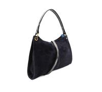 Kitise Genuine Italian Suede Leather Stylish Small Shoulder Bag With Detachable Strap In Navy Navy
