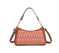 Kitise Geometric Textured Small Crossbody Hobo Shoulder Bag In Orange Orange