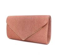 Kitise Glitter Pleated V Shape Envelope Evening Bag In Pink Pink