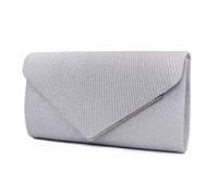Kitise Glitter Pleated V Shape Envelope Evening Bag In Silver Silver One Size