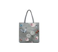 Kitise Glossy Floral Butterfly Patent Pu Leather Tote Shoulder Bag In Grey Grey