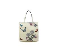 Kitise Glossy Floral Butterfly Patent Pu Leather Tote Shoulder Bag In Off White Off White