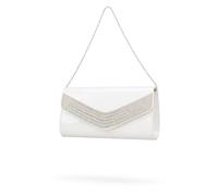 Kitise Glossy Patent Pu Leather Rhinestone Envelope Clutch Evening Bag In White White
