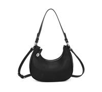 Kitise Half Moon Silver Bucklet Detail Top Handle Shoulder Handbag In Black Black