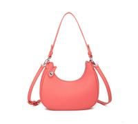 Kitise Half Moon Silver Bucklet Detail Top Handle Shoulder Handbag In Dark Pink Dark Pink