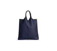 Kitise Italian Genuine Leather Large Capacity Soft Slouchy Hobo Tote Bag Shoulder Handbag Minimalist Top Handle Carryall Everyday Work Bag (Navy)