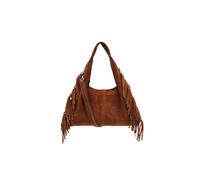 Kitise Italian Genuine Suede Fringe Crossbody Shoulder Bag - Brown