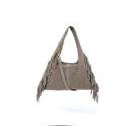 Kitise Italian Genuine Suede Side Fringe Crossbody Small Shoulder Bag In Beige Beige