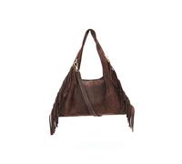 Kitise Italian Genuine Suede Side Fringe Crossbody Small Shoulder Bag In Dark Brown Dark Brown One Size