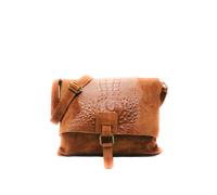Kitise Italian Soft Suede Leather Croc Skin Pattern Flap Over Small Cross Body Bag - GREEN
