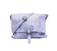 Kitise Italian Soft Suede Leather Croc Skin Pattern Flap Over Small Cross Body Bag - Light Blue