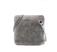 Kitise Ladies Genuine Italian Suede Leather Small Zip Around Shoulder Handbag Crossbody Bag For Women-DARK GREY