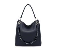 Kitise Large Braided Shoulder Bag With Crossbody Pouch In Blue Blue