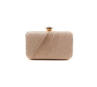 Kitise Large Diamanti Clasp Half Pleated Clutch Evening Bag In Gold Gold