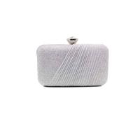 Kitise Large Diamanti Clasp Half Pleated Clutch Evening Bag In Silver Silver