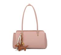 Kitise Large Dual Handle Sleek Shoulder Tote Bag With Dog Charm In Pink Pink