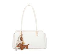 Kitise Large Dual Handle Sleek Shoulder Tote Bag With Dog Charm In White White