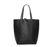 Kitise Large Genuine Italian Soft Leather Tie Closure Tote Bag In Black Black