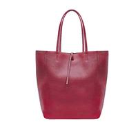Kitise Large Genuine Italian Soft Leather Tie Closure Tote Bag In Burgundy Burgundy