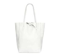 Kitise Large Genuine Italian Soft Leather Tie Closure Tote Bag In White White