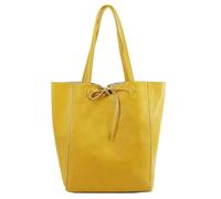 Kitise Large Genuine Italian Soft Leather Tie Closure Tote Bag In Yellow Yellow One Size