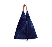 Kitise Large Genuine Italian Tie Closure V Suede Slouch Tote With Purse In Navy Navy
