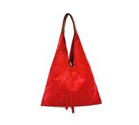 Kitise Large Genuine Italian Tie Closure V Suede Slouch Tote With Purse In Red Red One Size