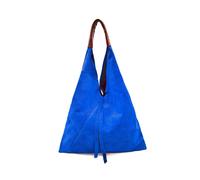 Kitise Large Genuine Italian Tie Closure V Suede Slouch Tote With Purse In Royal Royal One Size