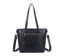 Kitise Large Handle Pu Leather Tote Shoulder Bag With Strap In Black Black