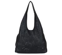 Kitise Large Laser Cut Design Slouch Tote Bag With Matching Pouch In Black Black