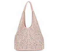 Kitise Large Laser Cut Design Slouch Tote Bag With Matching Pouch In Pink Pink