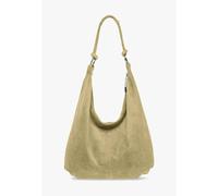 Kitise Large Slouch Italian Suede Suede Hobo Tote Shoulder Bag In Beige Beige