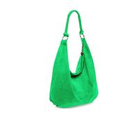 Kitise Large Slouch Italian Suede Suede Hobo Tote Shoulder Bag In Emerald Emerald