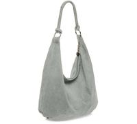 Kitise Large Slouch Italian Suede Suede Hobo Tote Shoulder Bag In Light Grey Light Grey