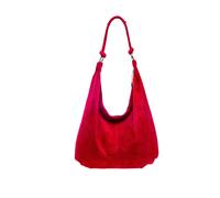 Kitise Large Slouch Italian Suede Suede Hobo Tote Shoulder Bag In Red Red