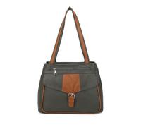 Kitise Large Structured Buckle Color Block Tote Shoulder Bag - DARK GREY