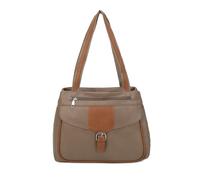 Kitise Large Structured Buckle Color Block Tote Shoulder Bag - TAUPE
