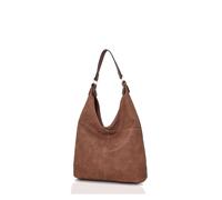 Kitise Large V Silhouette Slouch Pu Leather Tote Bag In Brown Brown