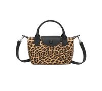 Kitise Leopard Print Mini Crossbody Bag Snap Zipper Closure - TAN/BLACK