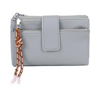 Kitise Lightweight Pu Leather Bifold Wallet Zipper Pockets Snap Closure In Grey Grey