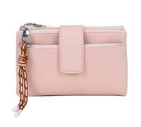 Kitise Lightweight Pu Leather Bifold Wallet Zipper Pockets Snap Closure In Pink Pink