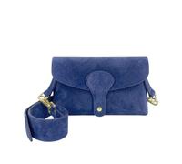 Kitise Magnetic Flap Closure Genuine Suede Leather Crossbody Bag In Blue Blue