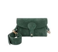 Kitise Magnetic Flap Closure Genuine Suede Leather Crossbody Bag In Dark Green Dark Green