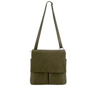 Kitise Multi-Pocket Genuine Italian Leather Slim Messenger Crossbody Bag In Dark Green Dark Green