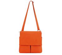 Kitise Multi-Pocket Genuine Italian Leather Slim Messenger Crossbody Bag In Orange Orange